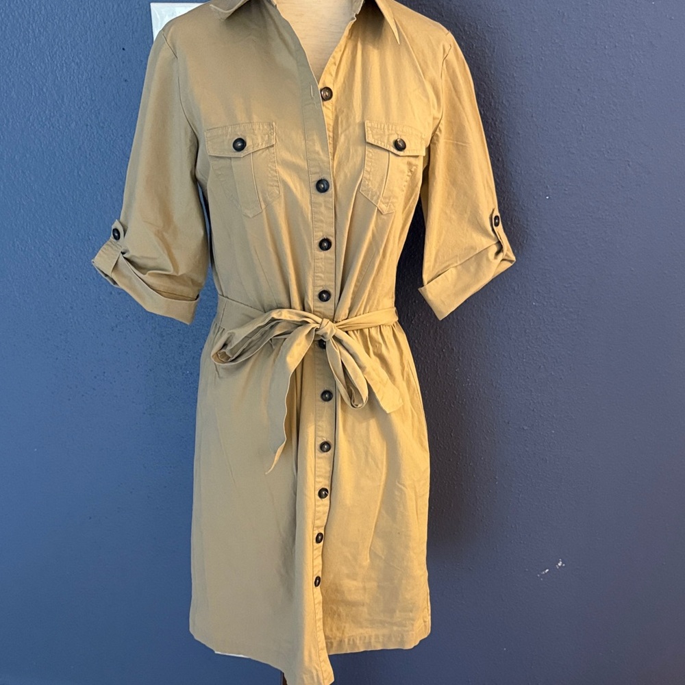 Merona Tan Button-Down Midi Dress